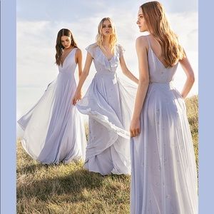 JENNY YOO WHISPER BLUE CHIFFON FLORAL DRESS 2